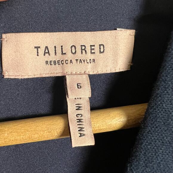 Rebecca Taylor Navy Blue Tailored Stretch Modern Ruffled Sheath Dress Size 6 - Picture 12 of 13